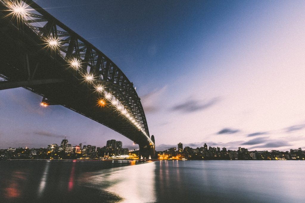 sydney harbour bridge at dusk