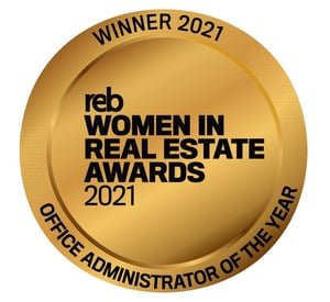 Winner – 2021 Award for Office Administrator of the Year REB Women's in Real Estate Awards 2021