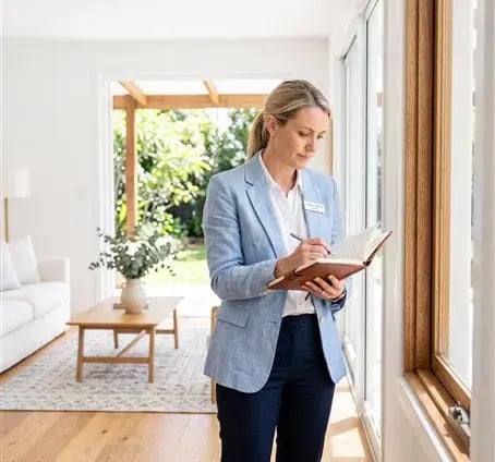 An agent inspecting a shortlisted home