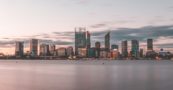 Perth city skyline across the Swan River