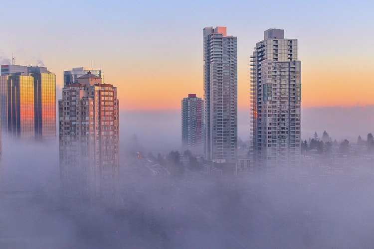 buildings in clouds