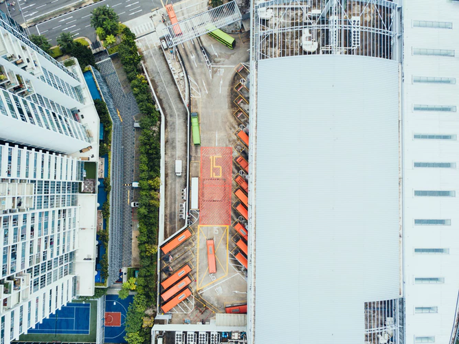 commercial building aerial view