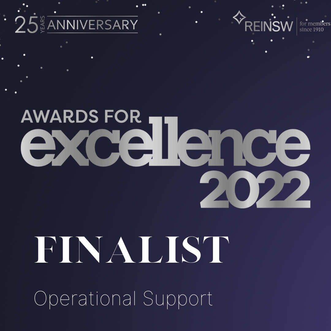 Finalist – 2022 Award for Excellence Operational Support – Michelle Derderyan Real Estate Institute of NSW (REINSW) Awards for Excellence