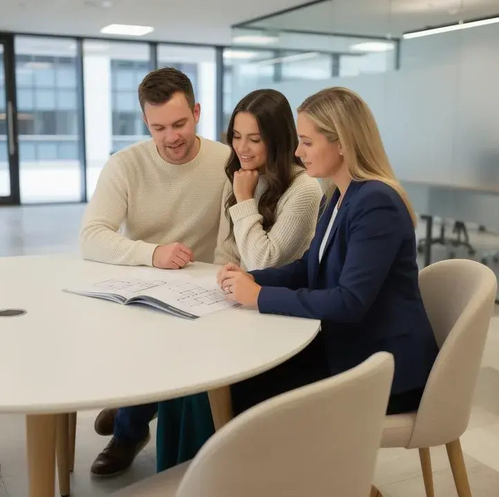 A buyer and their agent on the same side of the table