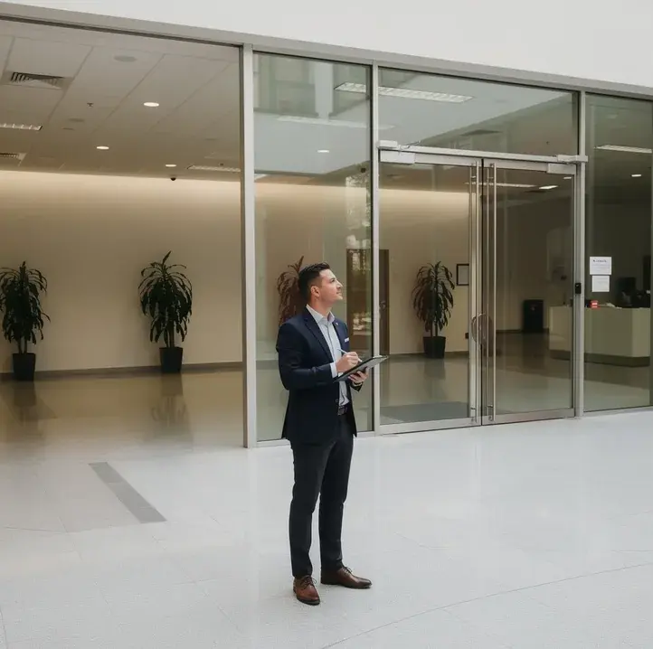 An agent inspecting commercial premises in person