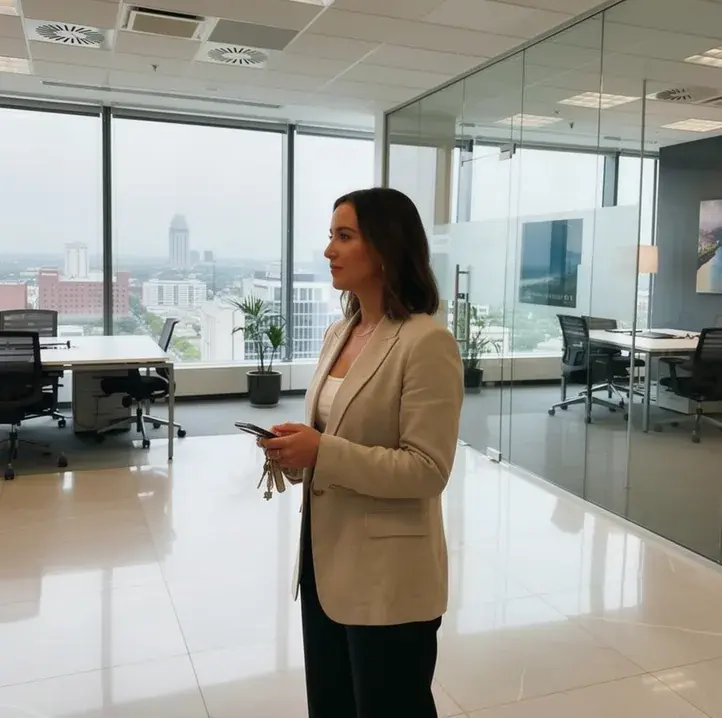 An empty office seen before it is listed